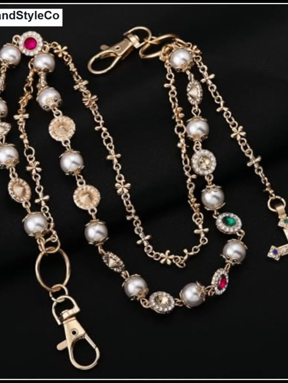 Pearl Bag Chain Purse Extender Strap with Secure Lobster Clasp